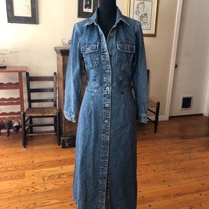 Denim Dress Maxi Cottagecore Vintage Small